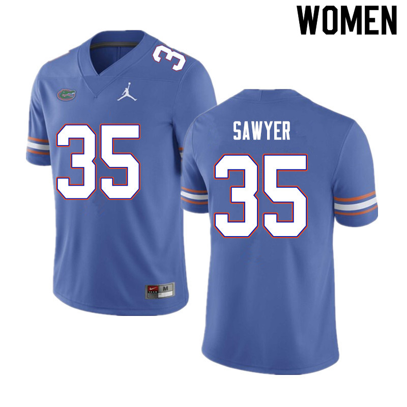 Women #35 William Sawyer Florida Gators College Football Jerseys Sale-Blue - Click Image to Close